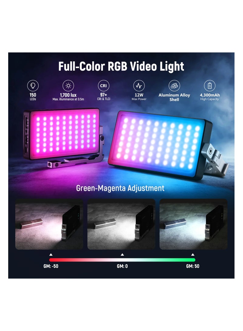 نيوير نيور SL90 برو ضوء فيديو كاميرا LED RGB – 12 واط، بطارية 4300 مللي أمبير، 2500–10000K، 18 وضعًا للمشاهد، تحكم عبر التطبيق و2.4G - Image 3