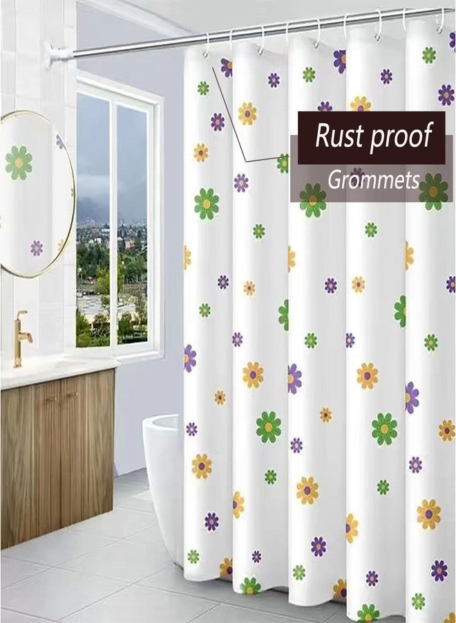 TIKABC Shower Curtain Liner, 4G PEVA Shower Liner, Plastic Waterproof Shower Curtains, with Grommet Holes and 3 Magnetic Weights(Purple Flower) - Image 2