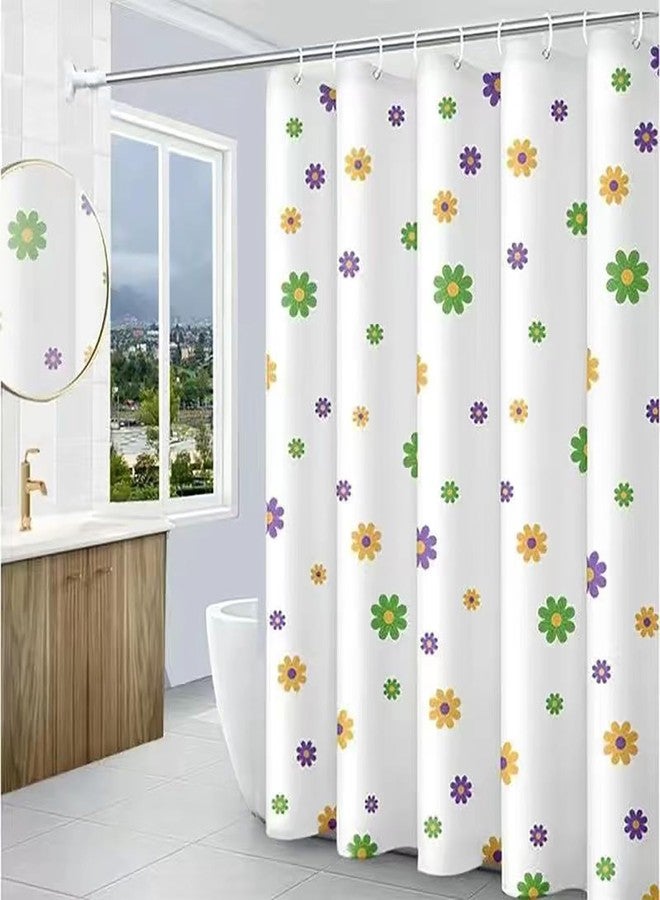 TIKABC Shower Curtain Liner, 4G PEVA Shower Liner, Plastic Waterproof Shower Curtains, with Grommet Holes and 3 Magnetic Weights(Purple Flower) - Image 1