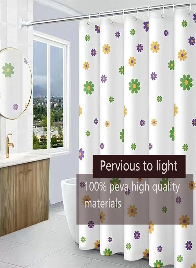 TIKABC Shower Curtain Liner, 4G PEVA Shower Liner, Plastic Waterproof Shower Curtains, with Grommet Holes and 3 Magnetic Weights(Purple Flower) - Image 4