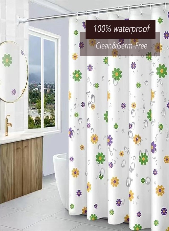 TIKABC Shower Curtain Liner, 4G PEVA Shower Liner, Plastic Waterproof Shower Curtains, with Grommet Holes and 3 Magnetic Weights(Purple Flower) - Image 5