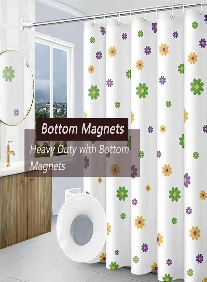 TIKABC Shower Curtain Liner, 4G PEVA Shower Liner, Plastic Waterproof Shower Curtains, with Grommet Holes and 3 Magnetic Weights(Purple Flower) - Image 3