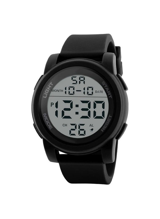 شوكنشوب ساعة Shocknshop LED رقمية رياضية متعددة الوظائف بمينا مطاطية للرجال والأولاد (مينا بيضاء وحزام أسود اللون) - WCH46  - Image 1