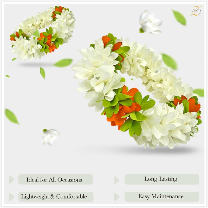 ZAINY 6 Pack Mogra Gajra for Hair Indian Bun, Artificial Fabric Jasmine Flowers Hairbun, White Hair Flowers for Women, Reusable Traditional Veni, Hair Accessories Gajra Bracelet, Juda and Wedding - Image 5