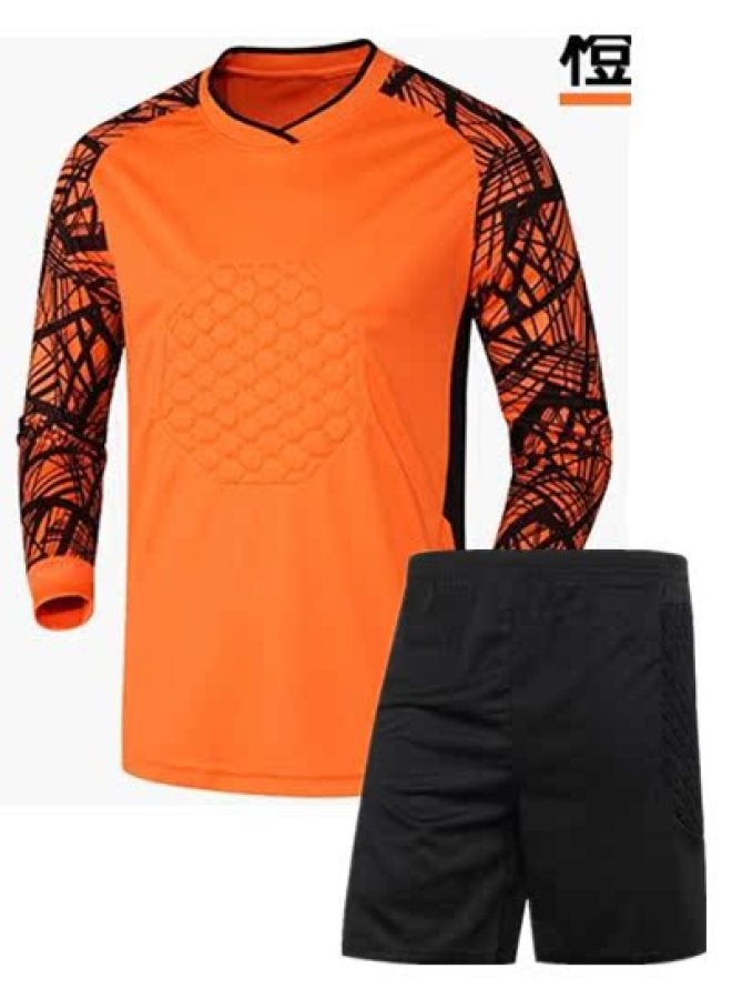 Orange Long Sleeve Shorts Football Jersey - Image 1