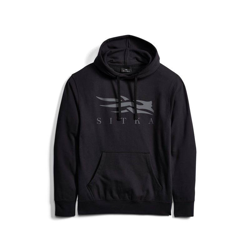SITKA Icon Pullover Hoodie - Everyday Mens Sweatshirt, Black/Charcoal, Small