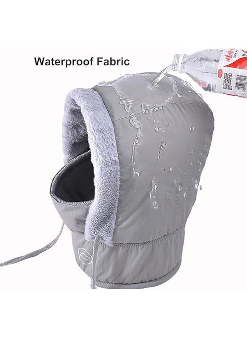 Luckam Unisex Winter Balaclava, One-Piece Fleece Hooded Face Mask, Thermal Windproof Snow Mask with Earmuff Protection, Full Face Coverage for Skiing, Snowboarding, Motorcycling, Outdoor Winter Sports (Gray) - Image 5