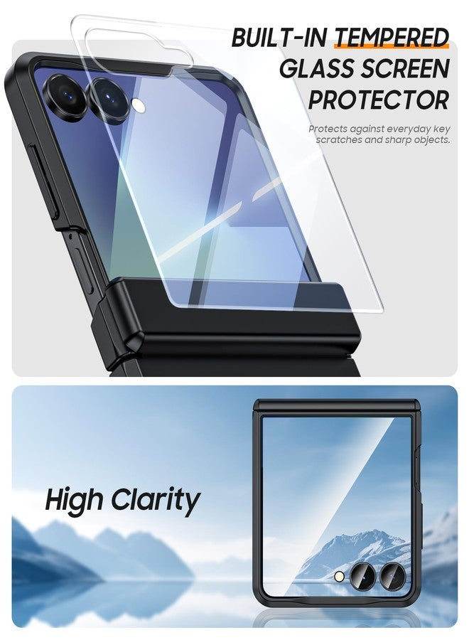 جراب Vizvera لهاتف Samsung Galaxy Z Flip 7 مع حماية للمفصل، وواقي شاشة مدمج، وغطاء هاتف شامل مقاوم للصدمات لهاتف Z Flip 7 - أسود - Image 4