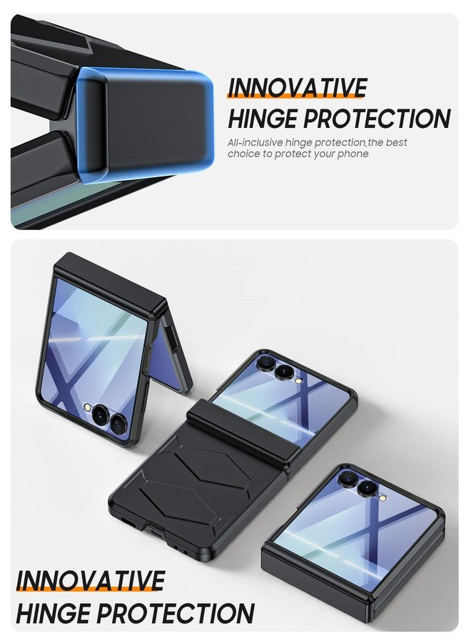 جراب Vizvera لهاتف Samsung Galaxy Z Flip 7 مع حماية للمفصل، وواقي شاشة مدمج، وغطاء هاتف شامل مقاوم للصدمات لهاتف Z Flip 7 - أسود - Image 3