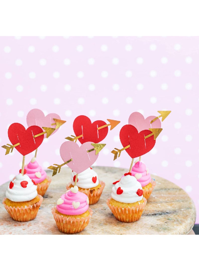 ThePartyPopper Hearts with Cupid Arrows Cupcake Toppers  - Image 4