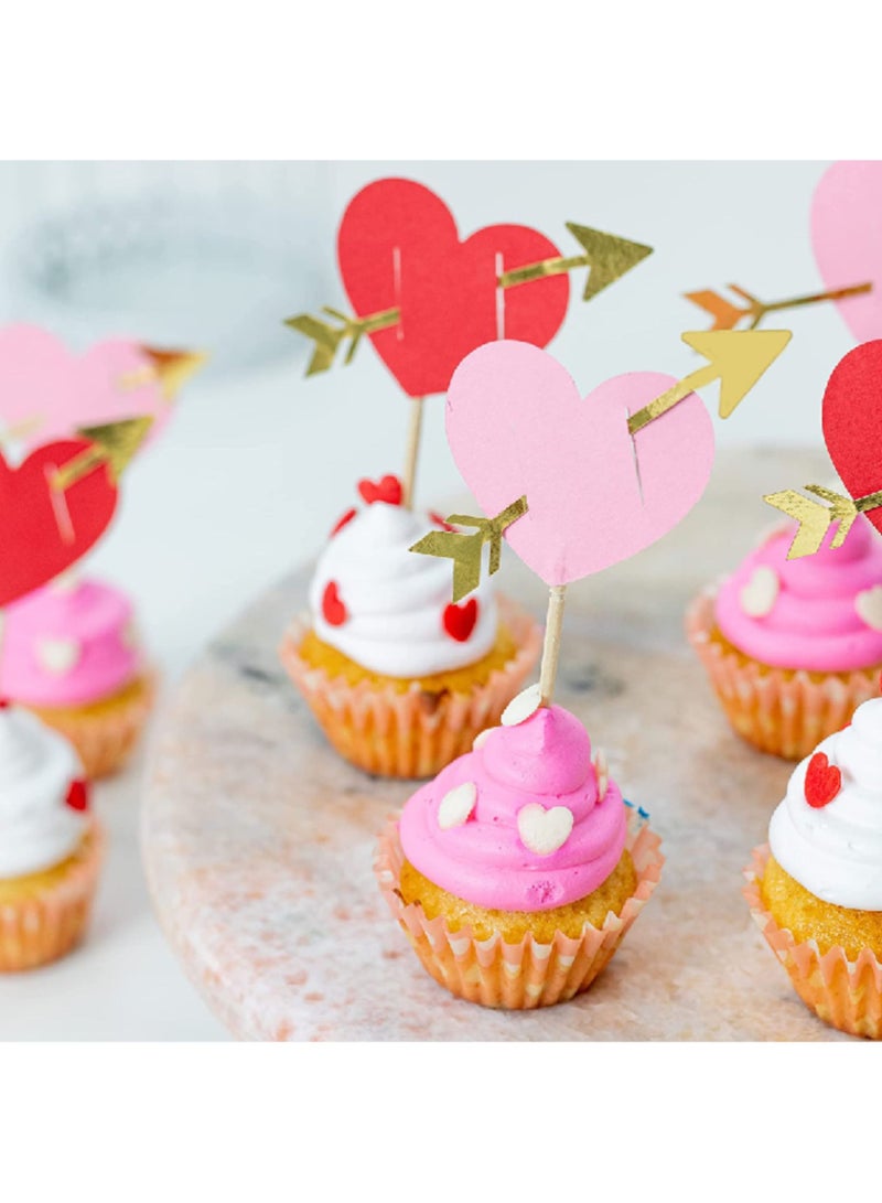 ThePartyPopper Hearts with Cupid Arrows Cupcake Toppers  - Image 5