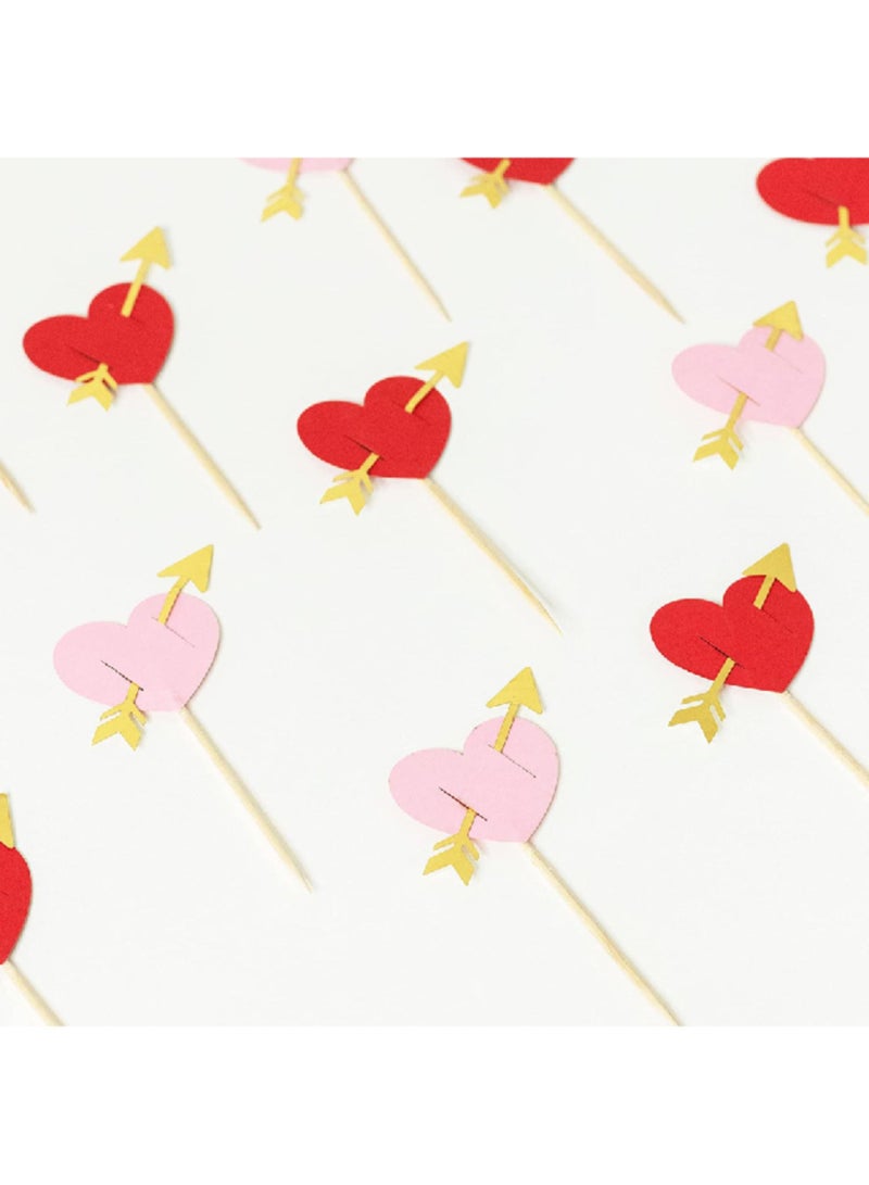 ThePartyPopper Hearts with Cupid Arrows Cupcake Toppers  - Image 3