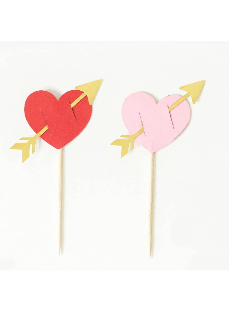 ThePartyPopper Hearts with Cupid Arrows Cupcake Toppers  - Image 2