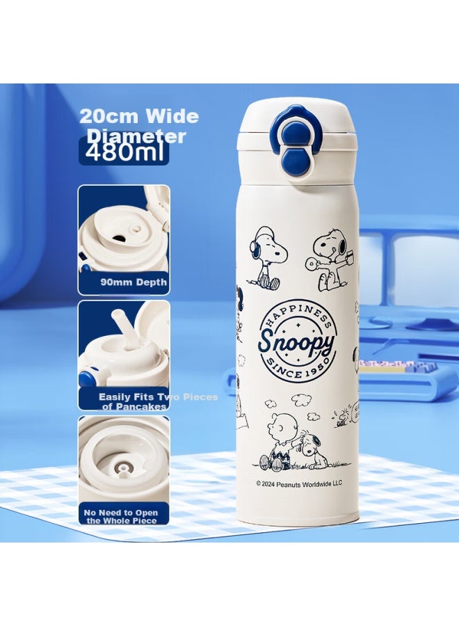 Snoopy Children's Insulated Cup For School Students, 316 Stainless Steel Portable Cup With Straw For Boys And Girls - Image 1