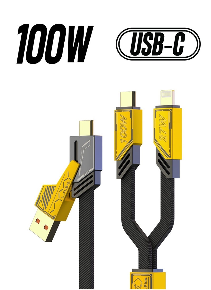 VYVYLABS 100W Two for Two Fast Charging Cable with 1.2 Meter Length, Vyvylabs Elite Series VCSHY100-BK - Black  - Image 1
