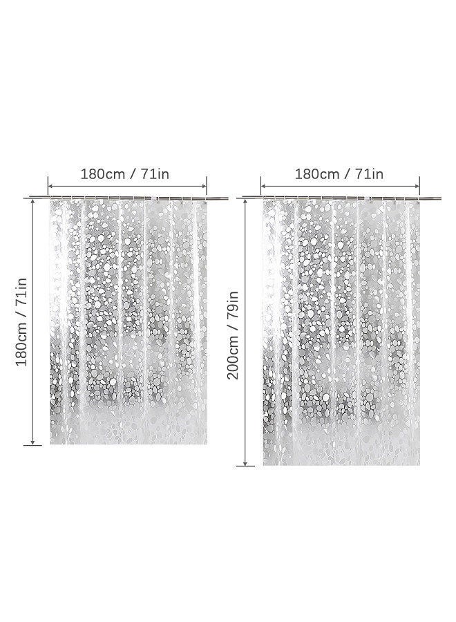 1PC Shower Curtain with Hooks PVC Waterproof Mildew Resistant Antibacterial 3D White Semi Transparent Pebble - Image 4