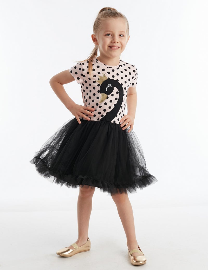 Denokids Girl Black Dress Tulle Tutu Dress Evening Dress Polka Dot Dress  - Image 1