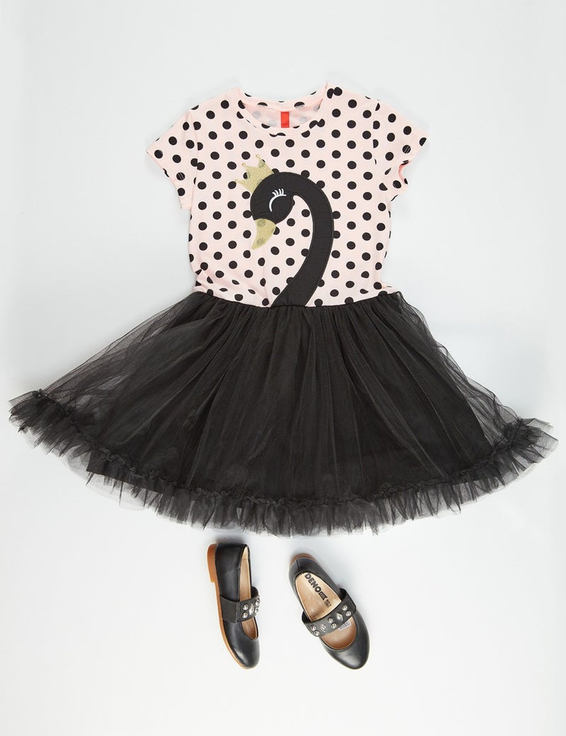 Denokids Girl Black Dress Tulle Tutu Dress Evening Dress Polka Dot Dress  - Image 3
