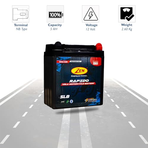 Zen 5LB 12V 5AH Motorcycle Rechargeable Battery for Two Wheelers Scooters Bikes SMF VRLA Maintenance Free - Image 4