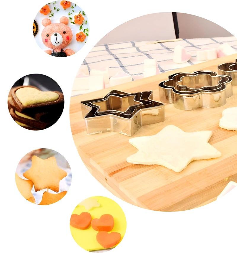Baking Tools - Premium stainless 12 cutters set in 3 sizes for creating lovely toast, cookies, egg molds and decorative shapes perfect for kids and also creative clay crafting - Image 5