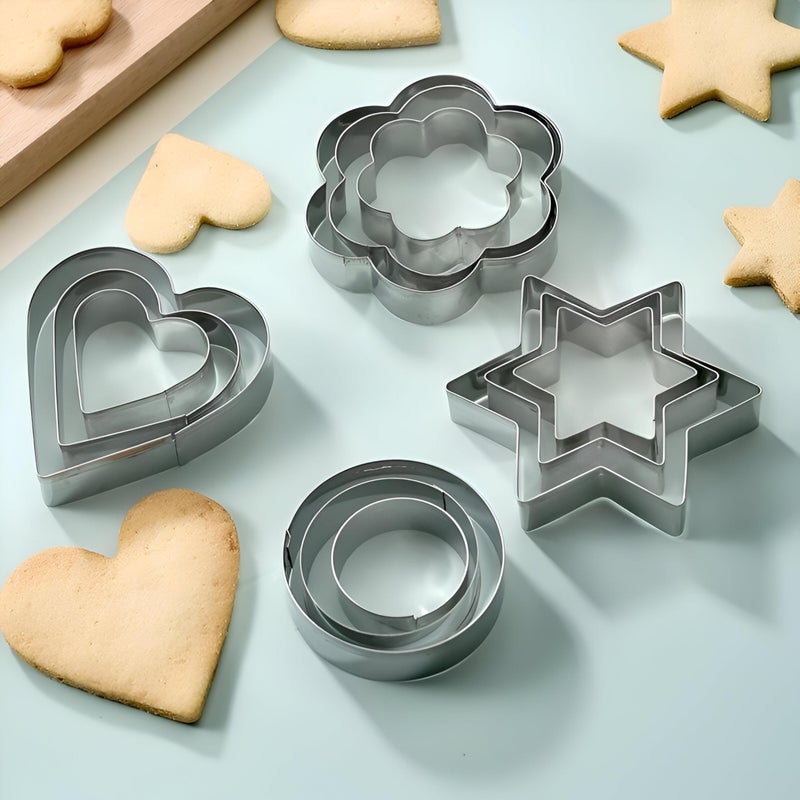 Baking Tools - Premium stainless 12 cutters set in 3 sizes for creating lovely toast, cookies, egg molds and decorative shapes perfect for kids and also creative clay crafting - Image 2