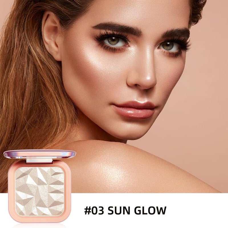 ELLESY ELESSY Highlighter Makeup Palette,Face Glitter illuminator Palette,Natural Sparkling Finish Highlighter Powder,High Glossy Shimmer Smooth Baked Powder,Lasting Shining Highlighter Palette -SUN GLOW - Image 4