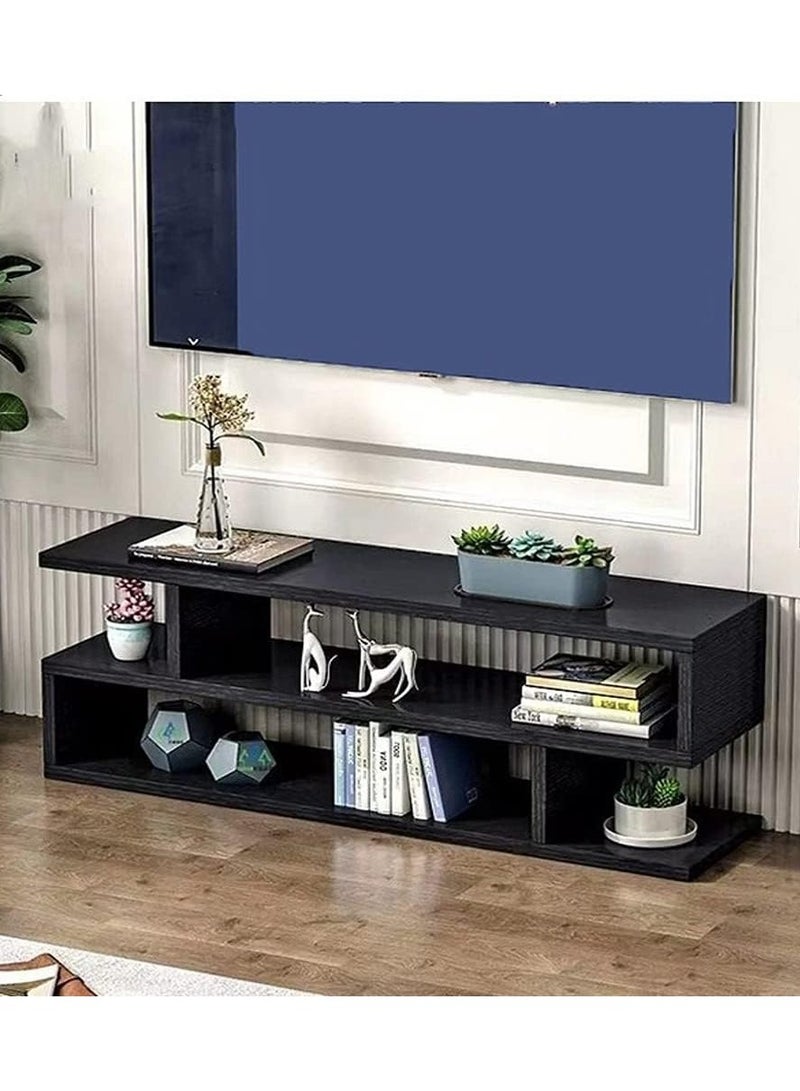 DubaiGallery S-Shape TV Unit Set-Top Box Stand Entertainment Unit Living Room Engineered Wood TV Entertainment Unit Suitable  - Image 1