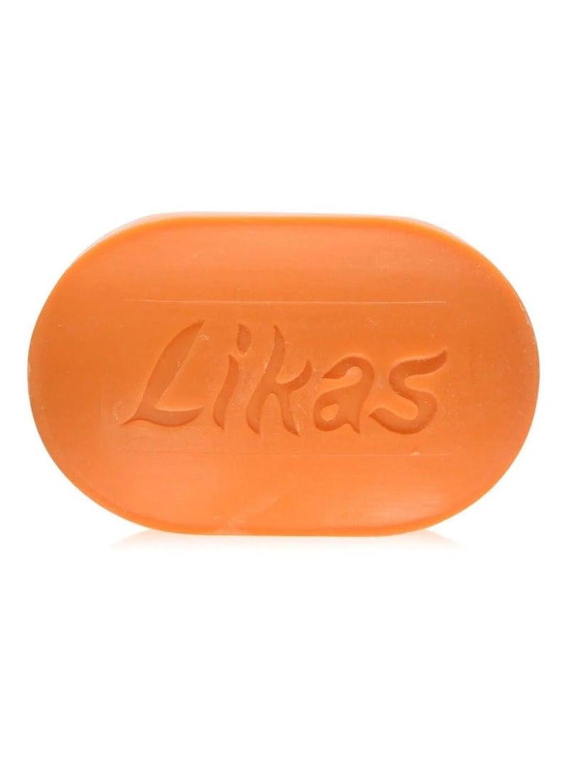 Likas - 3 Piece Papaya Skin Whitening Herbal Bath Soap For Face & Body 135g With Exfoliating bag - Image 1