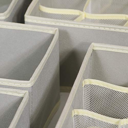 TENABORT 12 Pack Foldable Drawer Organizer Dividers Cloth Storage Box Closet Dresser Organizer Cube Fabric Containers Basket Bins for Underwear Bras Socks Panties Lingeries Nursery Baby Clothes Gray - Image 3