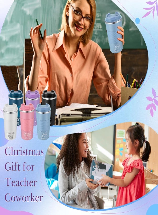 Pickmesh 6 Pcs Christmas Teacher Appreciation Gift Tumbler Insulated Coffee Mug Cup 12oz with Lids Christmas Daycare School Teacher Coworkers Birthday Gifts from Student for Women Men - Image 2