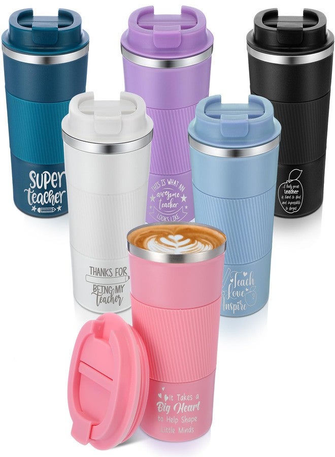 Pickmesh 6 Pcs Christmas Teacher Appreciation Gift Tumbler Insulated Coffee Mug Cup 12oz with Lids Christmas Daycare School Teacher Coworkers Birthday Gifts from Student for Women Men - Image 1