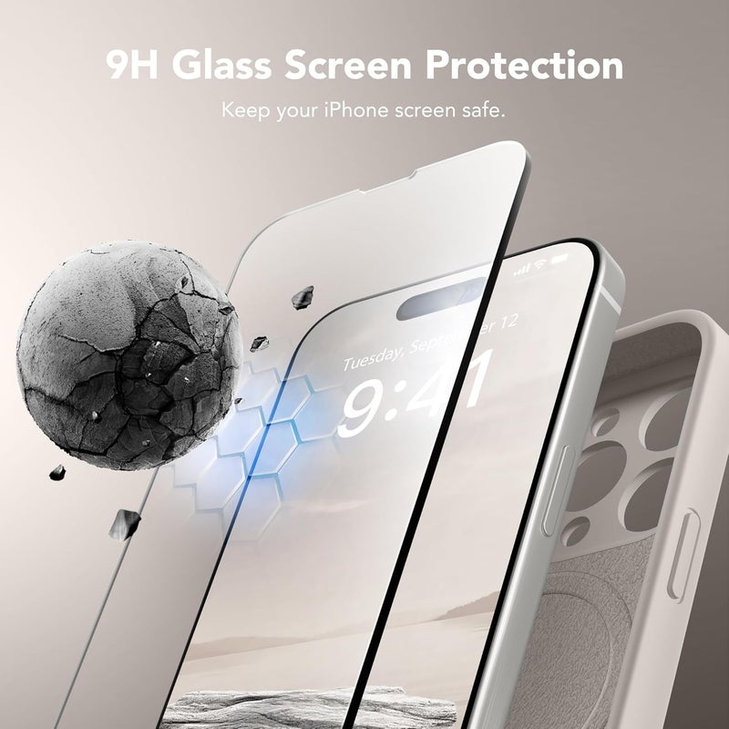 SUYDANBOX Magnetic for iPhone 14 Pro Case, Compatible with MagSafe, [Full Camera Protection][Screen Protector] Silicone Shockproof Protective Phone Case for iPhone 14 Pro 6.1", Stone - Image 4