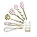 Styled Settings Pink Silicone & Gold Cooking Utensils with Stainless Steel Utensil Holder - Gold Whisk, Gold Ladle, - Image 2