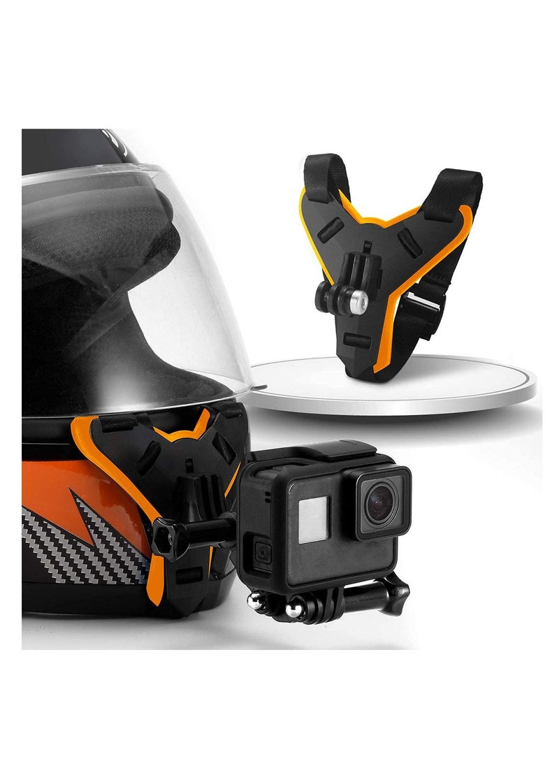 SYOSI - Motorcycle Helmet Chin Strap Mount Non-Slip & Shockproof Design for GoPro Hero 9,8,7,6, Hero 5 Session, Xiaomi Yi, DJI Osmo Action, Sjcam, Campark & Other Action Cameras (Orange) - Image 1