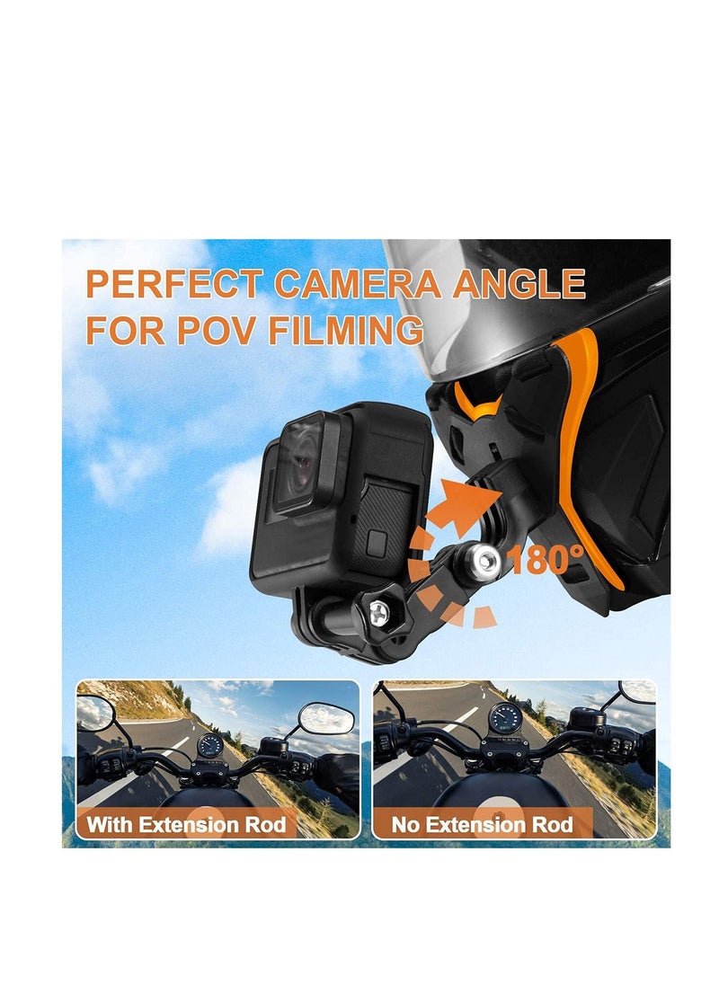 SYOSI - Motorcycle Helmet Chin Strap Mount Non-Slip & Shockproof Design for GoPro Hero 9,8,7,6, Hero 5 Session, Xiaomi Yi, DJI Osmo Action, Sjcam, Campark & Other Action Cameras (Orange) - Image 1