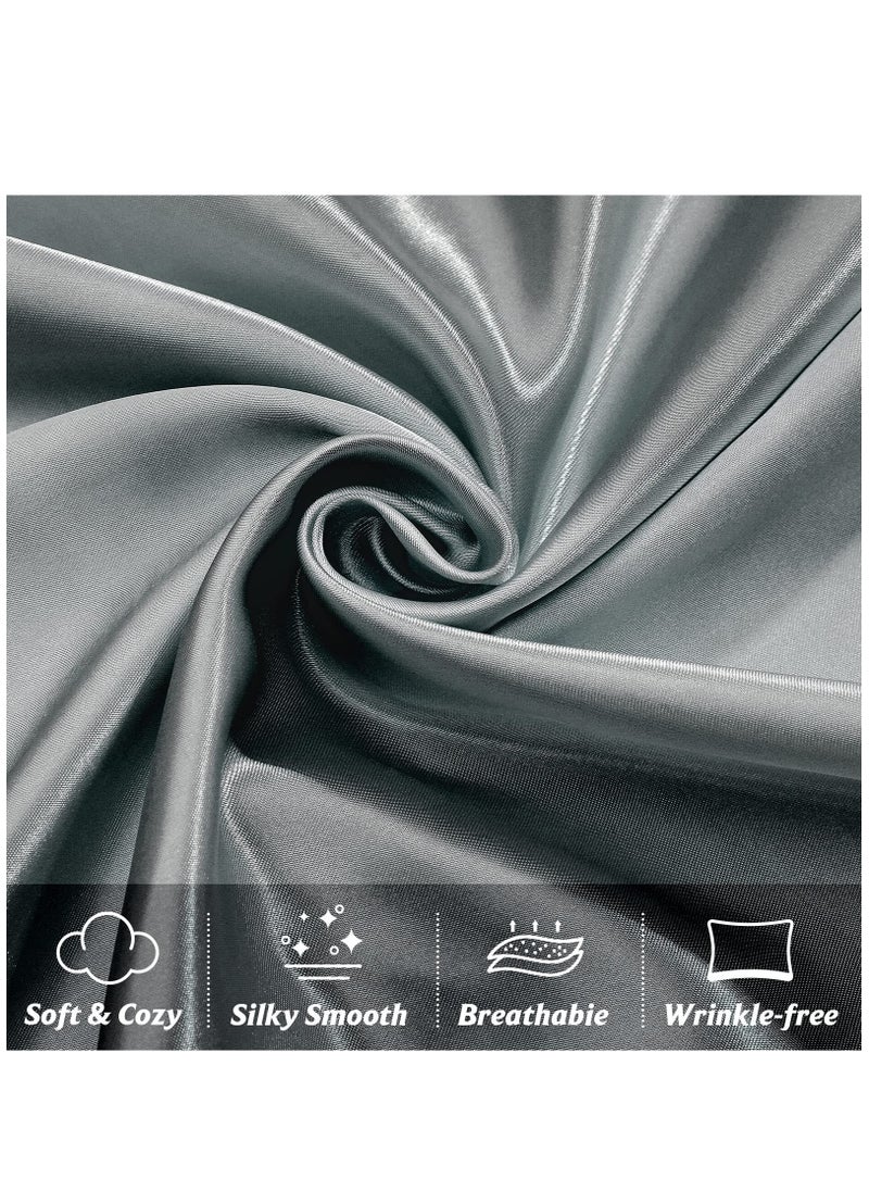 Arabest 2-Piece Simple Solid Colour Silk Satin Pillow Case with Envelope Closure for Hair and Skin Dark Grey 51x76/51x102cm  - Image 2