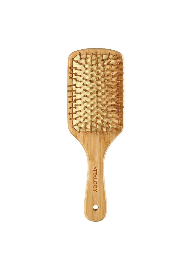 VITALOGY - Bamboo Hair Brush For Hair Growth - Eco Friendly Hair Brush Detangler - Anti-Frizz Hair Brushes With Bamboo Bristles For Massaging Scalp - Natural Wooden Paddle Brushes For Women & Men  - Image 1