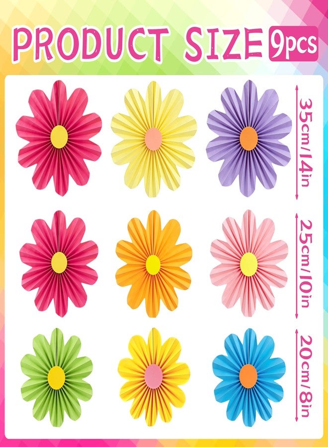 SUNBEAUTY مجموعة زينة حفلات SUNBEAUTY من مراوح ورقية معلقة على شكل زهور ديزي ملونة، زينة زهور ورقية للجدران، مراوح ورقية قابلة لإعادة الاستخدام لتزيين الجدران، مثالية لأعياد الميلاد، والحفلات المكسيكية، وحفلات استقبال المولود، وعيد الأم. - Image 2