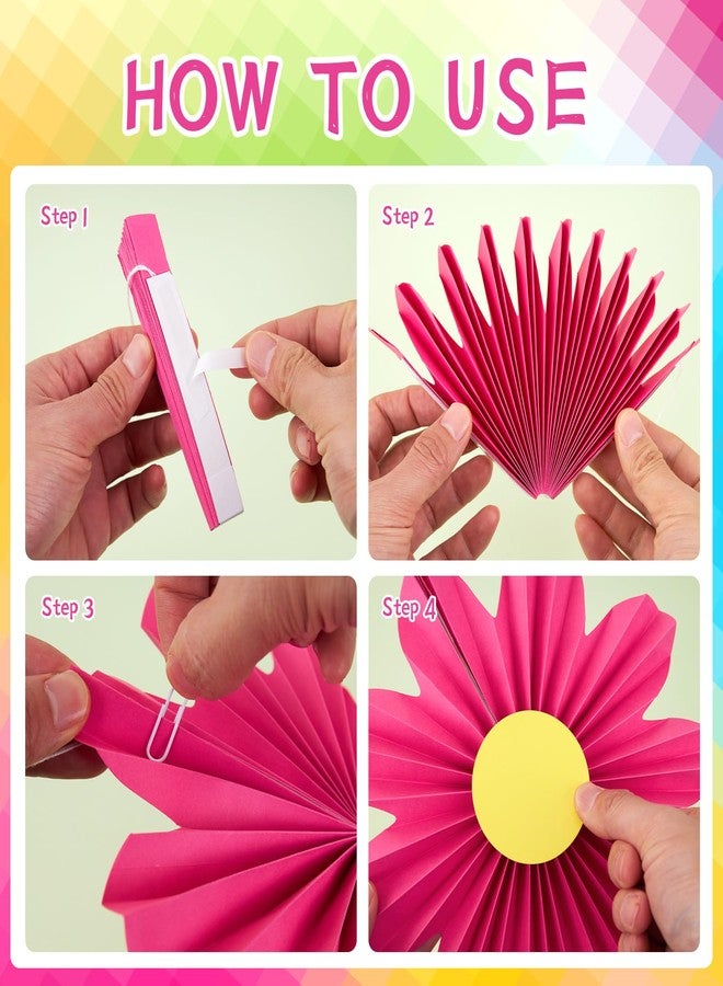 SUNBEAUTY مجموعة زينة حفلات SUNBEAUTY من مراوح ورقية معلقة على شكل زهور ديزي ملونة، زينة زهور ورقية للجدران، مراوح ورقية قابلة لإعادة الاستخدام لتزيين الجدران، مثالية لأعياد الميلاد، والحفلات المكسيكية، وحفلات استقبال المولود، وعيد الأم. - Image 3