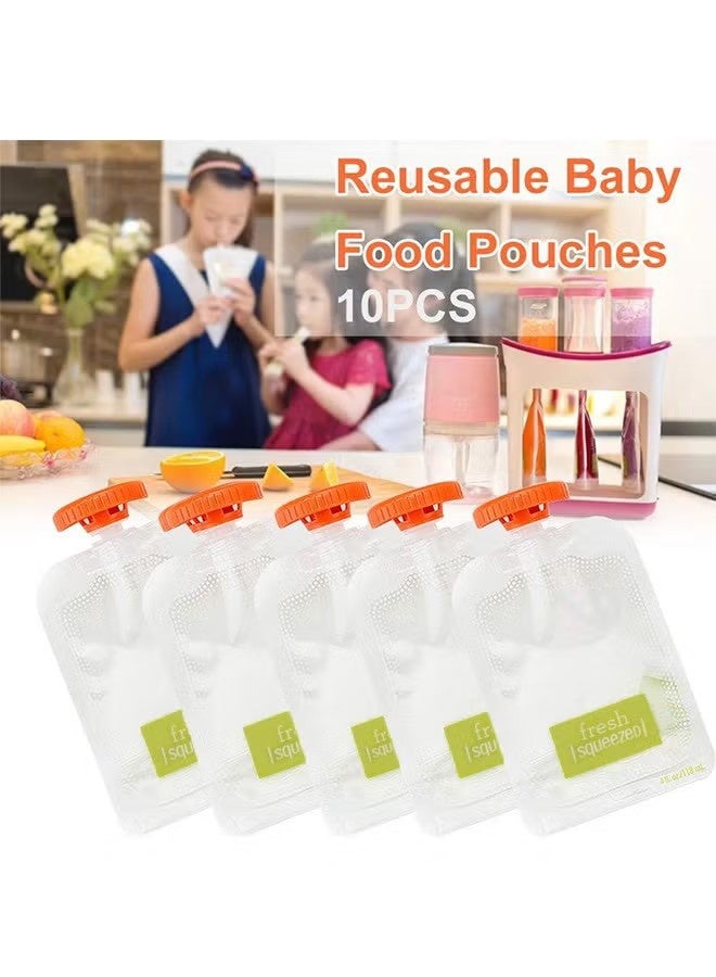 واي جيه أكياس الضغط، طعام الأطفال الحديث البسيط أكياس الضغط القابلة لإعادة الاستخدام أكياس الزبادي للأطفال، الفريزر القابل للغسيل، صنع أطعمة عضوية منزلية للأطفال/الأطفال (10 قطع) - Image 4
