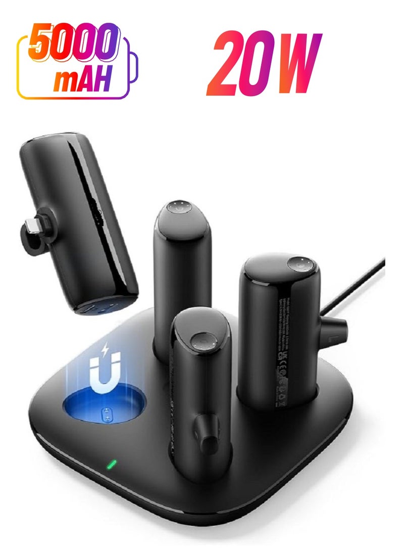 Raxoom 4-Pack Portable Charger Kit for iPhone, [4 PCS] Power Bank 5000mAh & Charging Station Dock, 20W Fast Charging Powerbanks - Image 1