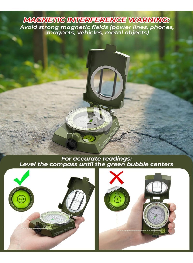 Soofam Accurate Durable Lightweight Orienteering Compass with Strap and Carrying Case, Glow in The Dark Waterproof Hiking Essentials for Camping Backpacking, Best Survival Gifts for Kids - Image 3