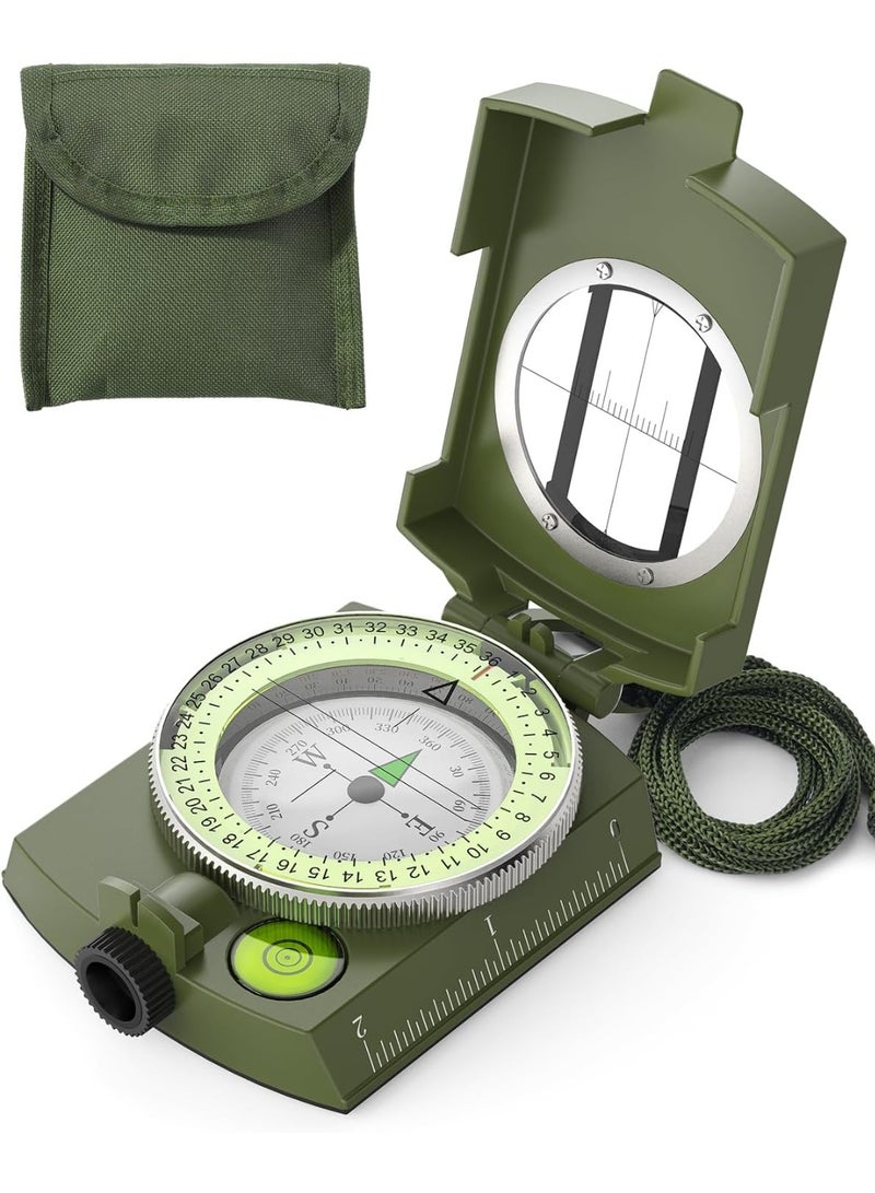 Soofam Accurate Durable Lightweight Orienteering Compass with Strap and Carrying Case, Glow in The Dark Waterproof Hiking Essentials for Camping Backpacking, Best Survival Gifts for Kids - Image 1