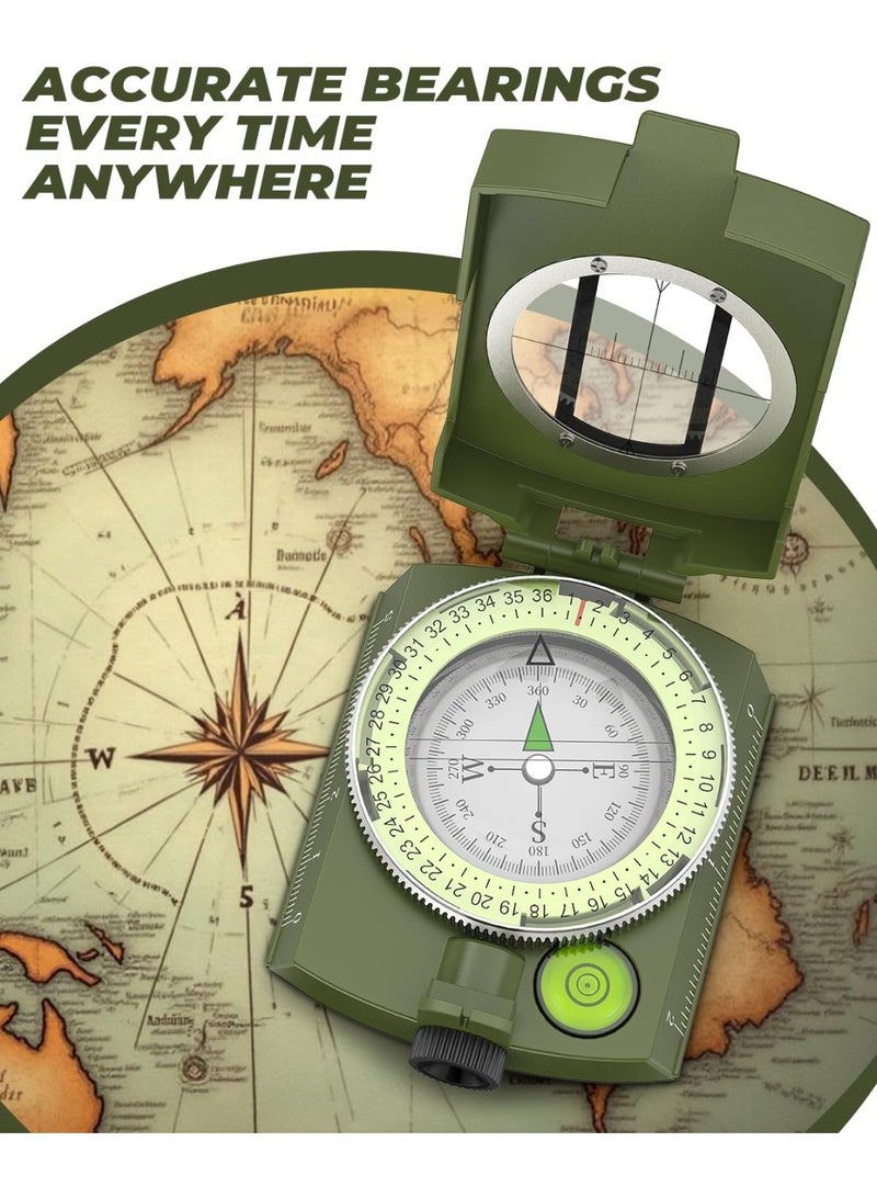 Soofam Accurate Durable Lightweight Orienteering Compass with Strap and Carrying Case, Glow in The Dark Waterproof Hiking Essentials for Camping Backpacking, Best Survival Gifts for Kids - Image 2