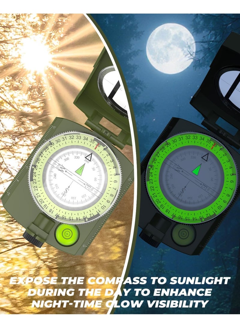 Soofam Accurate Durable Lightweight Orienteering Compass with Strap and Carrying Case, Glow in The Dark Waterproof Hiking Essentials for Camping Backpacking, Best Survival Gifts for Kids - Image 4