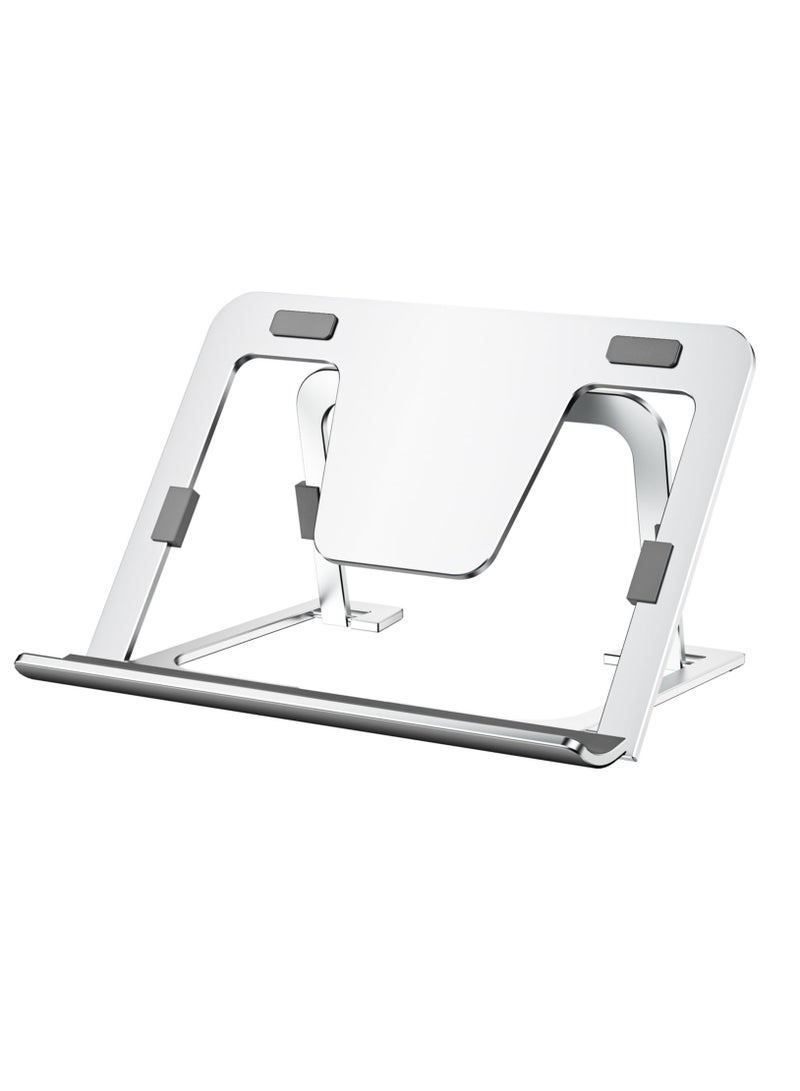 حامل لوحي قابل للتعديل وقابل للطي، حامل ألومنيوم نحيف لجهاز iPad Pro Air Mini، Samsung Tab، Surface Pro، Kindle Fire، تصميم محمول باللون الفضي - Image 1