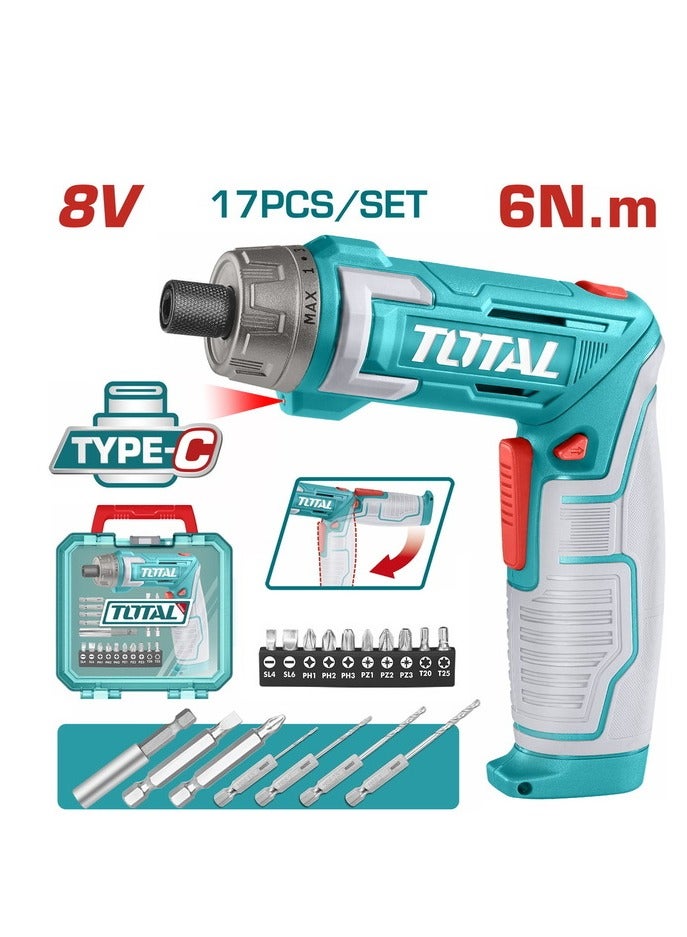 TOTAL 8V 6Nm Screwdriver 17 Pieces - TSDLI08025 - Total - Image 1