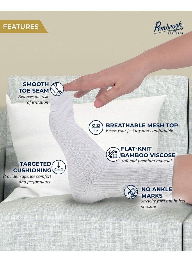 Pembrook Ribbed Knit Bamboo Viscose Diabetic Socks for Women - 6 Pairs | Crew Socks | Black, White, Beige, Aqua, Blue, Navy | Neuropathy Socks | Diabetic Socks for Women Size 6-9 - Image 3