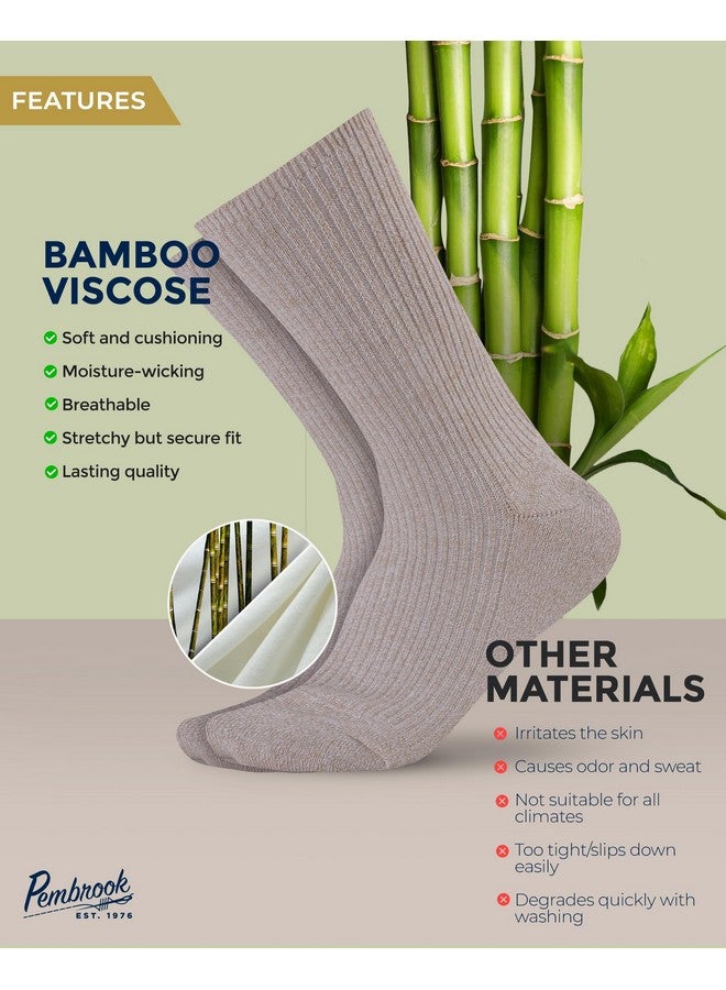 Pembrook Ribbed Knit Bamboo Viscose Diabetic Socks for Women - 6 Pairs | Crew Socks | Black, White, Beige, Aqua, Blue, Navy | Neuropathy Socks | Diabetic Socks for Women Size 6-9 - Image 2