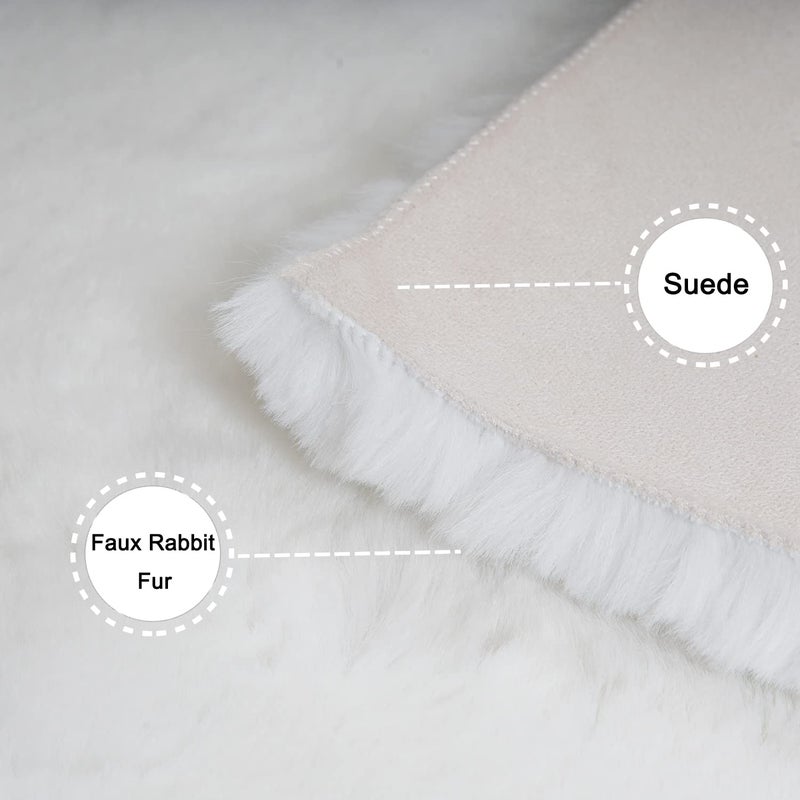 Ghouse Soft Faux Sheepskin Fur Rug 4x6 White Fluffy Bedside Rug Plush Shag Nursery Rugs Carpet Area Rug for Living Room Bedroom Playing Room Decor - Image 3